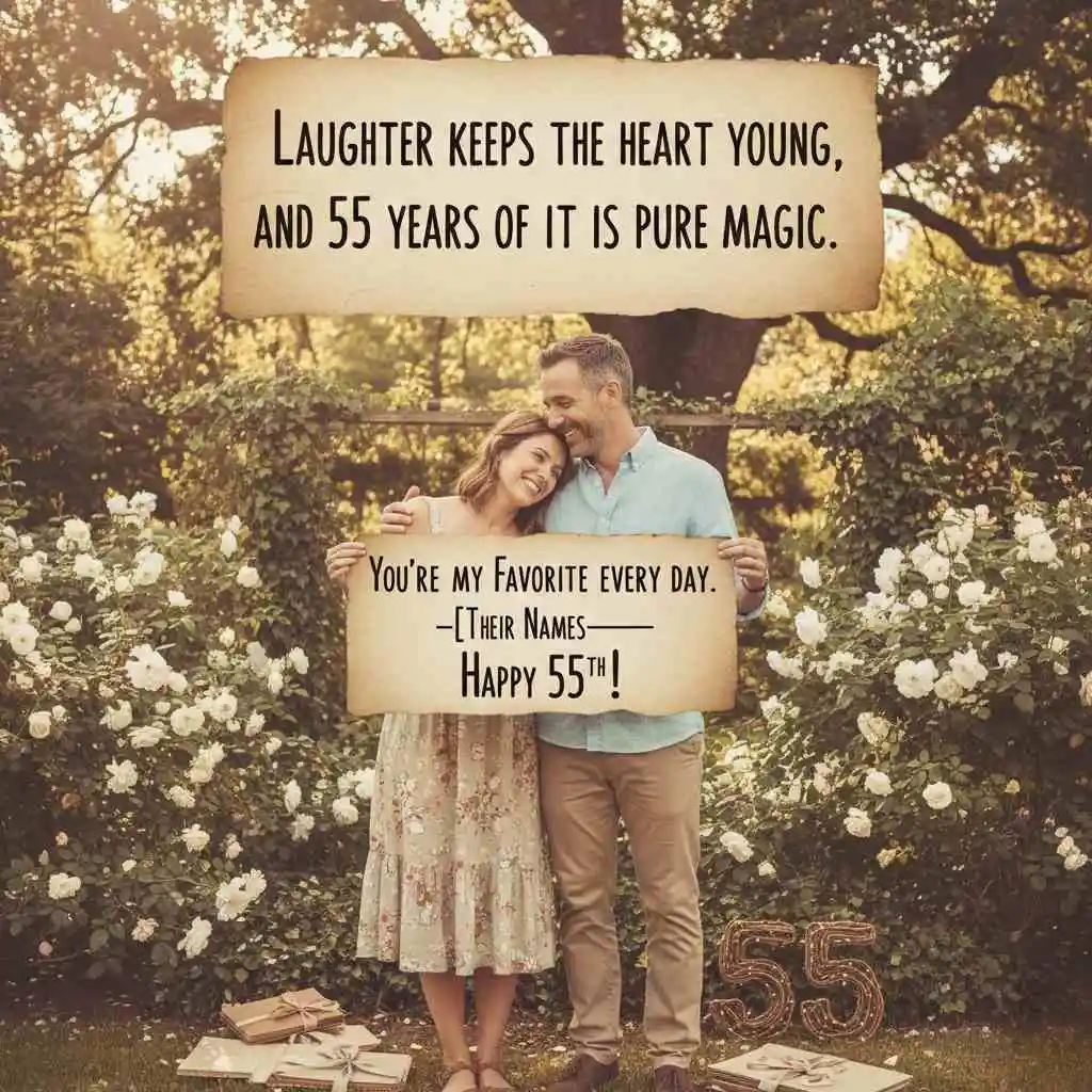 Funny and Lighthearted 55th Wedding Anniversary Quotes